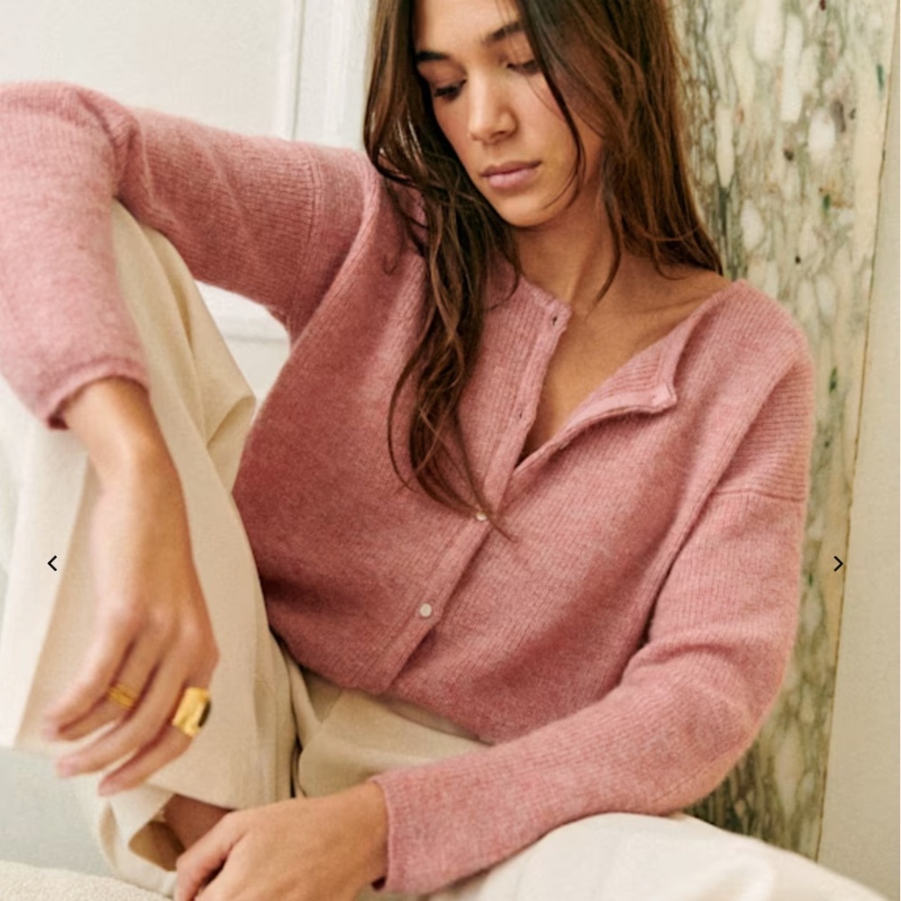 Sezane Gaspard Cardigan - Rosewood Pink - Size Medium